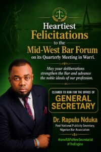 Rapulu Nduka Felicitates Mid-West Bar Forum on Quarterly Meeting in Warri