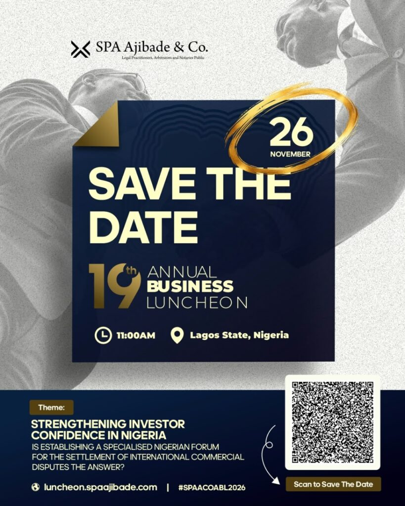 SPA Ajibade & Co. Sets November 26 for 19th Annual Business Luncheon
