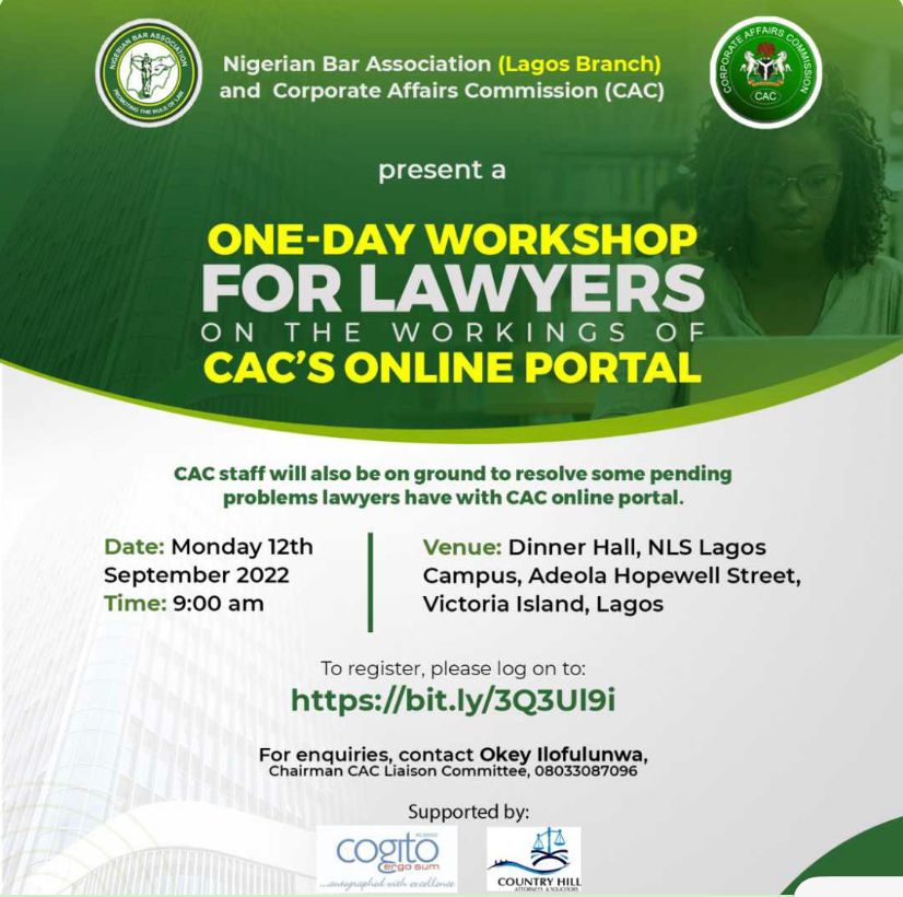 NBA Lagos In Collaboration With CAC Presents One-Day Workshop For Lawyers
