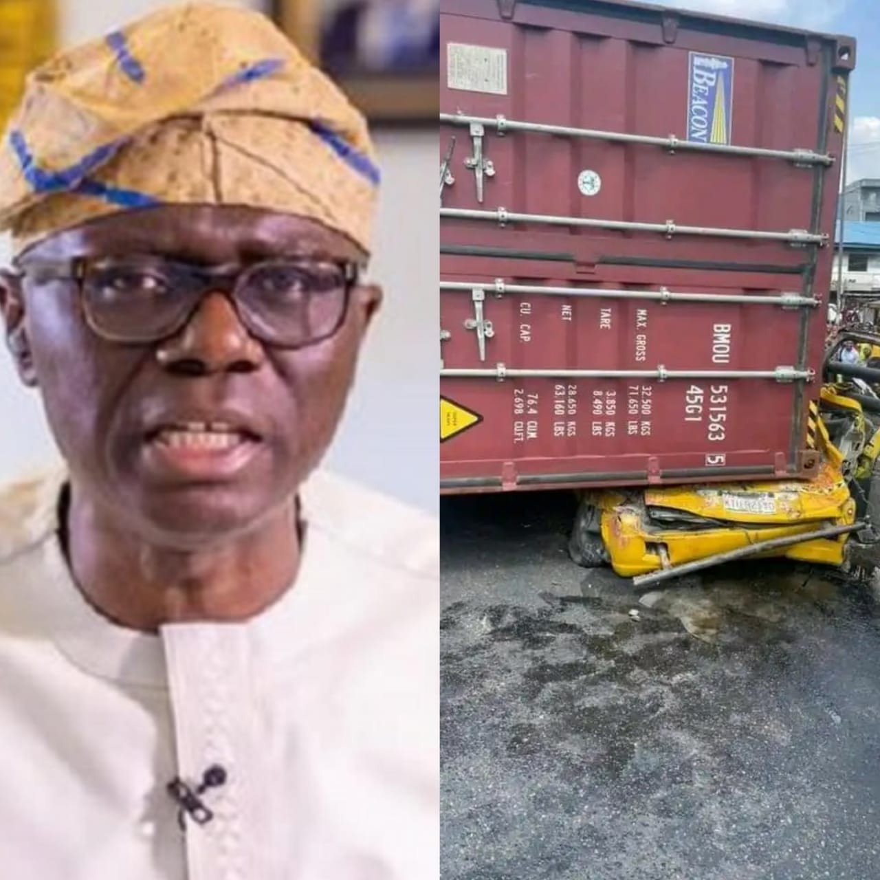 Ojuelegba Container Accident: Sanwo-Olu Directs Ministry of Justice To Commence Trial Of Truck Owner And Driver