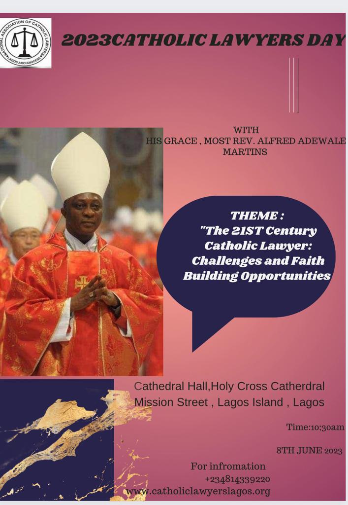 2023 Catholic Lawyers Day: Lawyers Set To Meet With Archbishop Of The Metropolitan See of Lagos