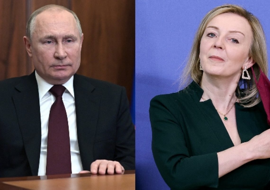 Vladimir Putin and UK foreign minister Liz Truss